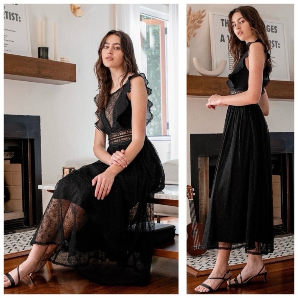 Lulus Completely Lovestruck Black Lace Midi Dress